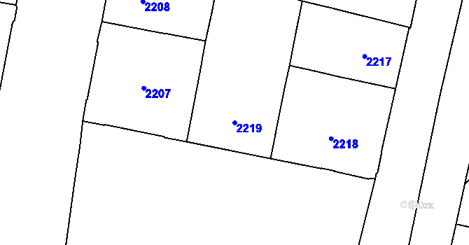 Parcela st. 2219 v KÚ Nové Město, Katastrální mapa