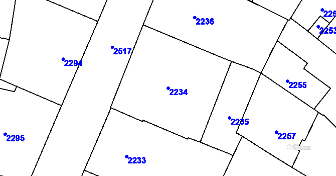 Parcela st. 2234 v KÚ Nové Město, Katastrální mapa