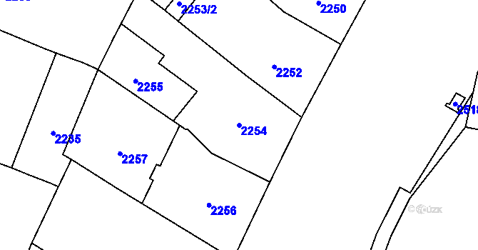 Parcela st. 2254 v KÚ Nové Město, Katastrální mapa