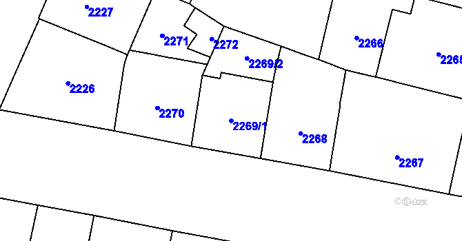 Parcela st. 2269/1 v KÚ Nové Město, Katastrální mapa