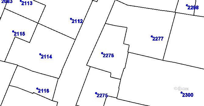 Parcela st. 2276 v KÚ Nové Město, Katastrální mapa
