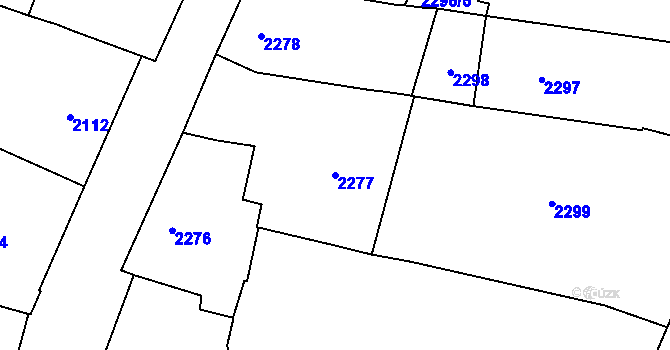 Parcela st. 2277 v KÚ Nové Město, Katastrální mapa