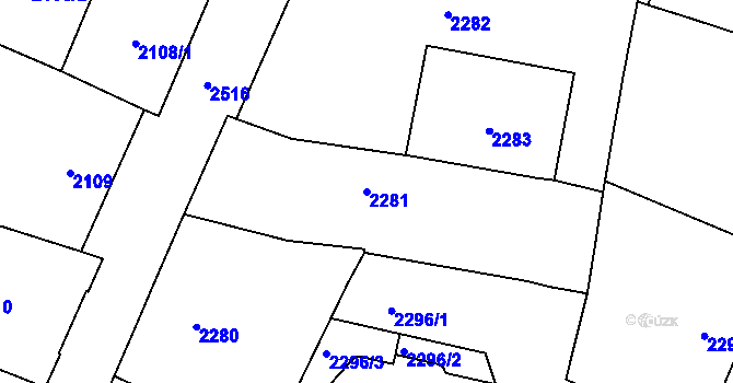 Parcela st. 2281 v KÚ Nové Město, Katastrální mapa