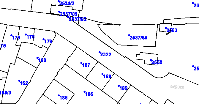 Parcela st. 2322 v KÚ Nové Město, Katastrální mapa
