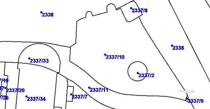 Parcela st. 2337/10 v KÚ Nové Město, Katastrální mapa