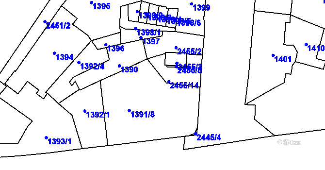 Parcela st. 2455/14 v KÚ Nové Město, Katastrální mapa