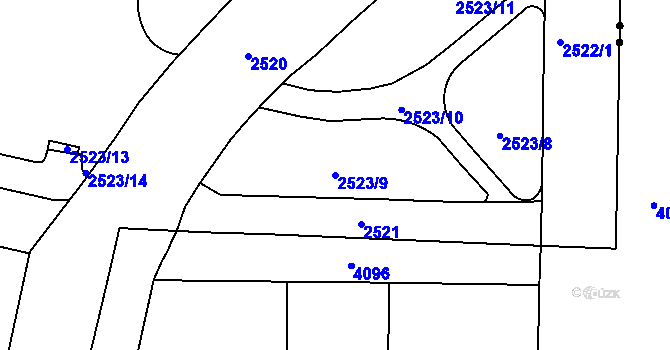 Parcela st. 2523/9 v KÚ Nové Město, Katastrální mapa