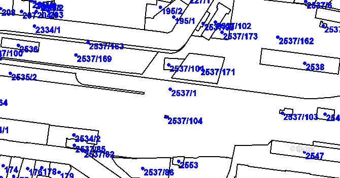 Parcela st. 2537/1 v KÚ Nové Město, Katastrální mapa
