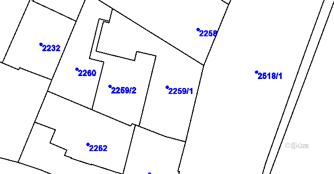 Parcela st. 2259/1 v KÚ Nové Město, Katastrální mapa