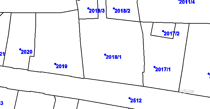 Parcela st. 2018/1 v KÚ Nové Město, Katastrální mapa