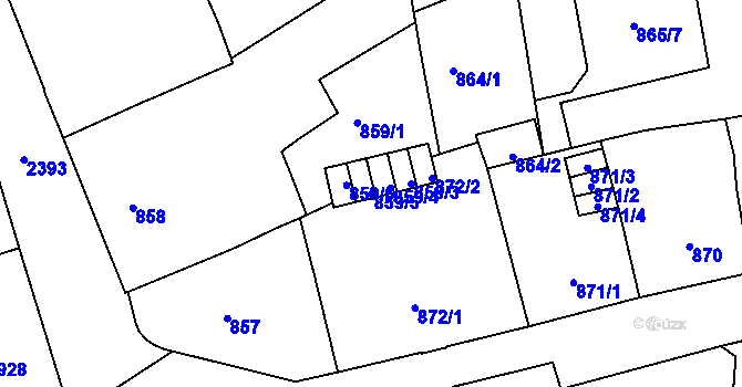 Parcela st. 859/5 v KÚ Nové Město, Katastrální mapa