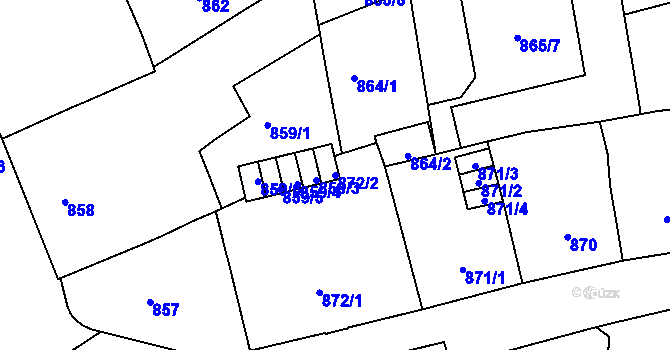 Parcela st. 872/2 v KÚ Nové Město, Katastrální mapa