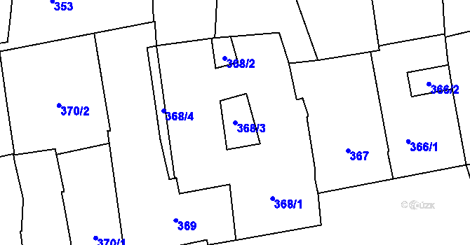 Parcela st. 368/3 v KÚ Nové Město, Katastrální mapa