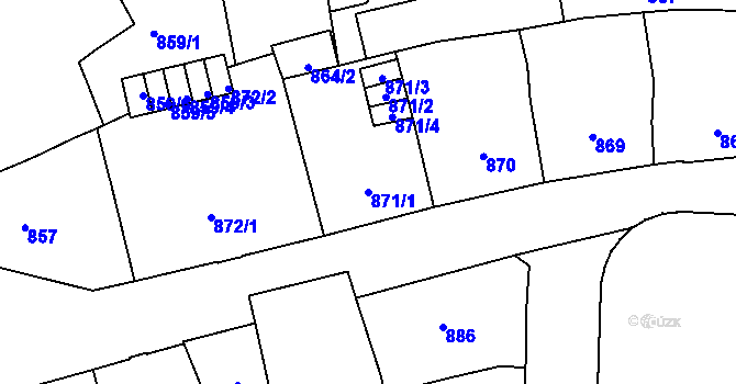 Parcela st. 871/1 v KÚ Nové Město, Katastrální mapa