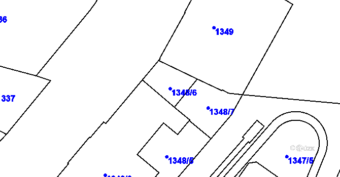 Parcela st. 1348/6 v KÚ Nové Město, Katastrální mapa