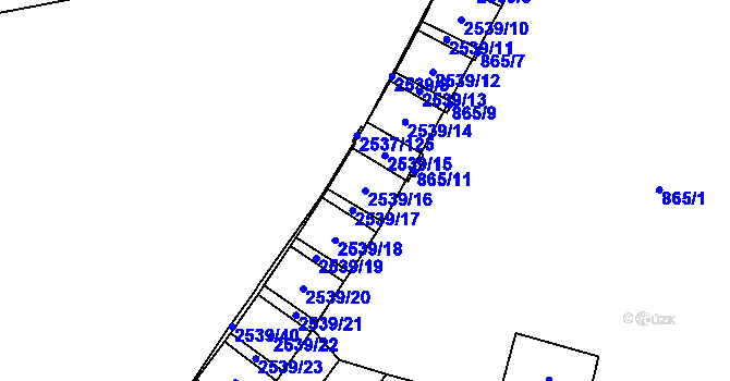 Parcela st. 2539/16 v KÚ Nové Město, Katastrální mapa