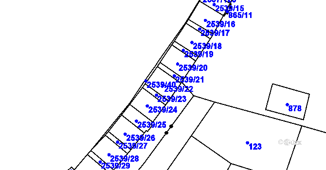 Parcela st. 2539/22 v KÚ Nové Město, Katastrální mapa