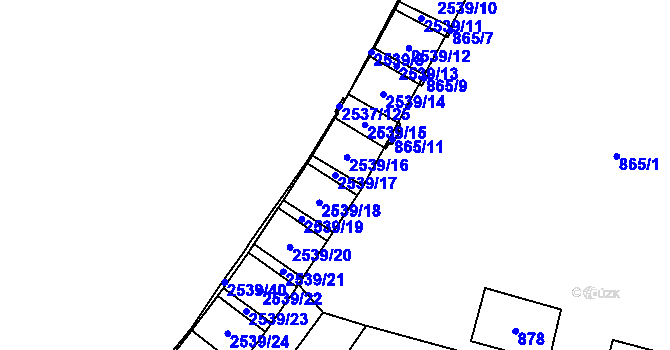Parcela st. 2539/17 v KÚ Nové Město, Katastrální mapa