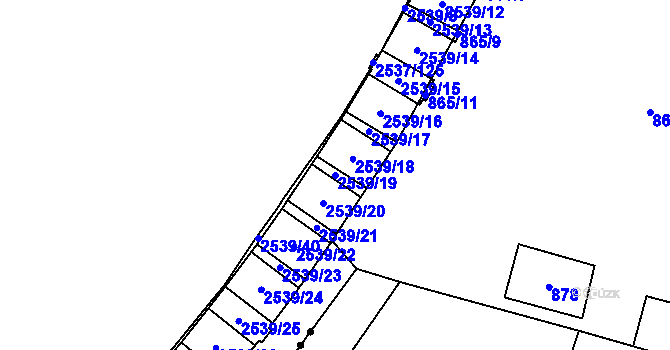 Parcela st. 2539/19 v KÚ Nové Město, Katastrální mapa