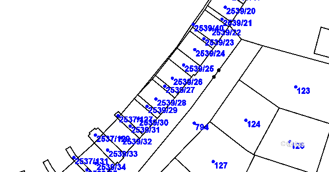 Parcela st. 2539/27 v KÚ Nové Město, Katastrální mapa
