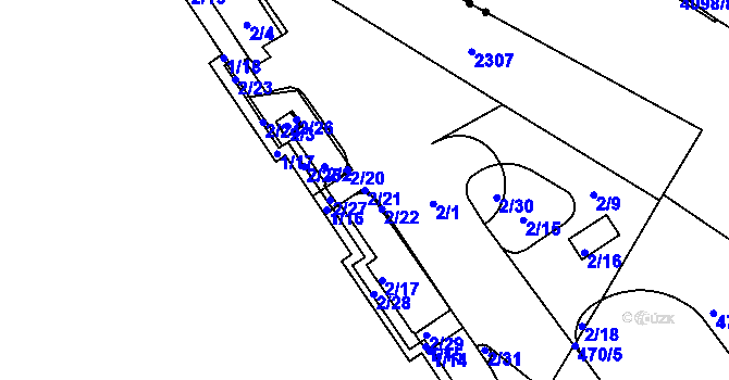 Parcela st. 2/21 v KÚ Nové Město, Katastrální mapa