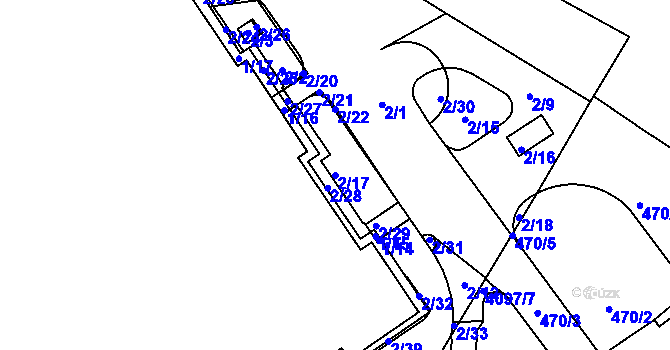 Parcela st. 2/17 v KÚ Nové Město, Katastrální mapa