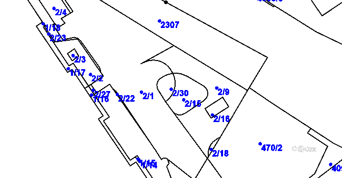 Parcela st. 2/30 v KÚ Nové Město, Katastrální mapa
