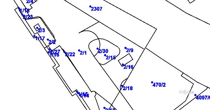Parcela st. 2/15 v KÚ Nové Město, Katastrální mapa