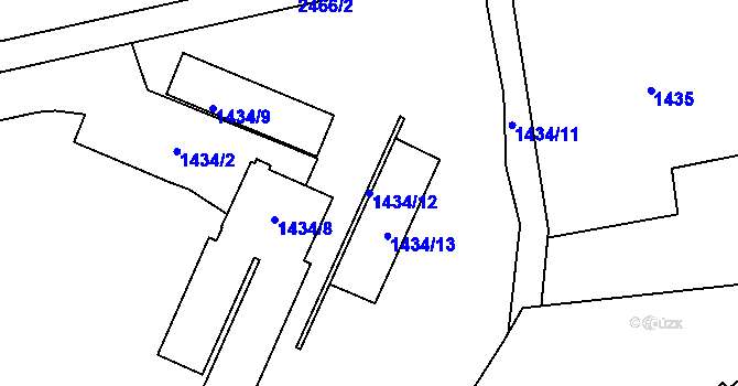 Parcela st. 1434/12 v KÚ Nové Město, Katastrální mapa