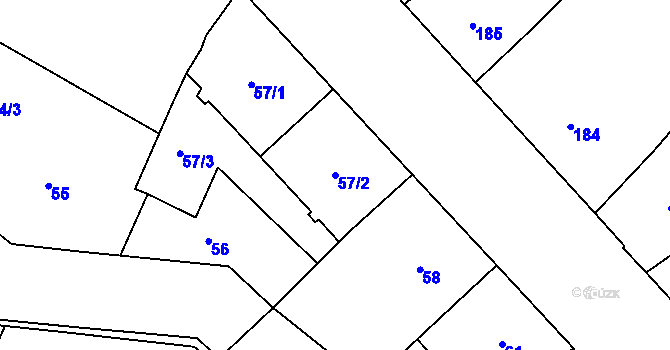 Parcela st. 57/2 v KÚ Vyšehrad, Katastrální mapa