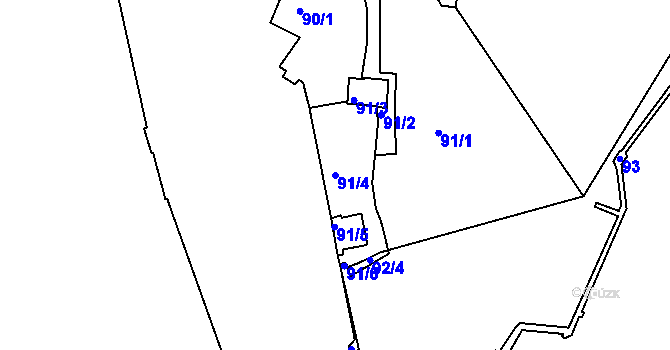Parcela st. 91/4 v KÚ Vyšehrad, Katastrální mapa