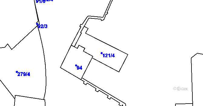 Parcela st. 121/4 v KÚ Vyšehrad, Katastrální mapa