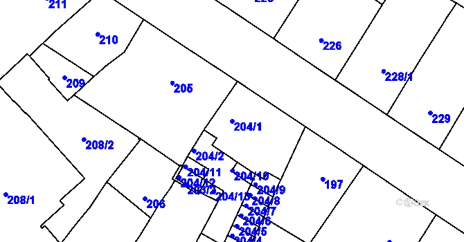 Parcela st. 204/1 v KÚ Vyšehrad, Katastrální mapa