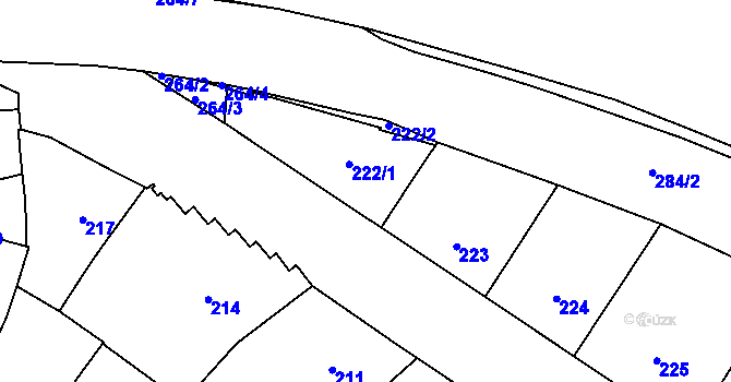 Parcela st. 222/1 v KÚ Vyšehrad, Katastrální mapa