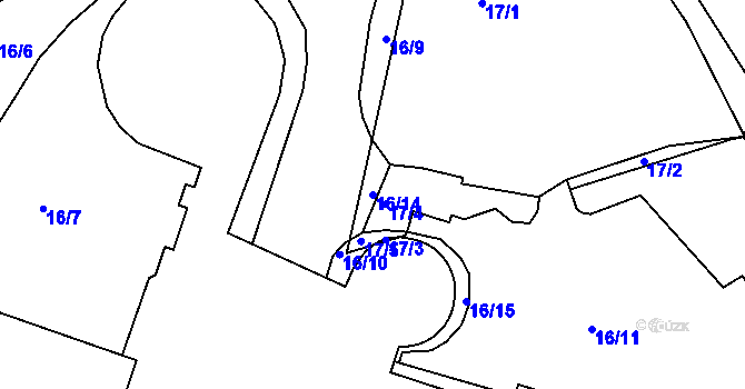 Parcela st. 16/14 v KÚ Žižkov, Katastrální mapa