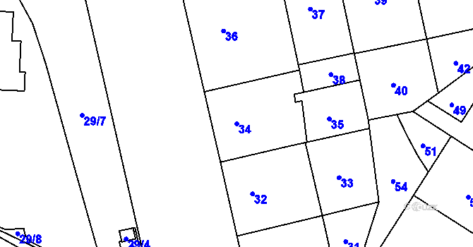 Parcela st. 34 v KÚ Žižkov, Katastrální mapa