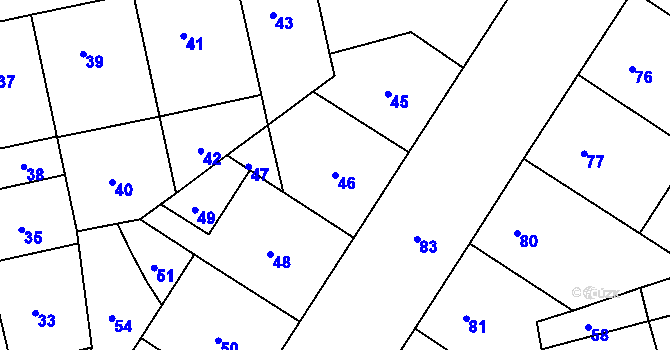 Parcela st. 46 v KÚ Žižkov, Katastrální mapa