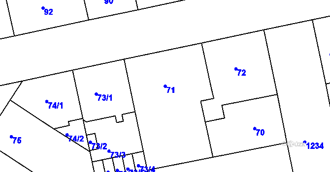 Parcela st. 71 v KÚ Žižkov, Katastrální mapa