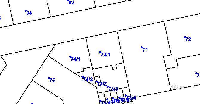 Parcela st. 73/1 v KÚ Žižkov, Katastrální mapa