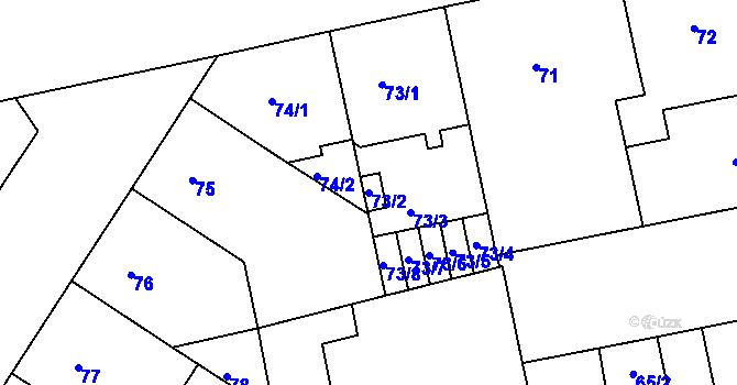 Parcela st. 73/2 v KÚ Žižkov, Katastrální mapa