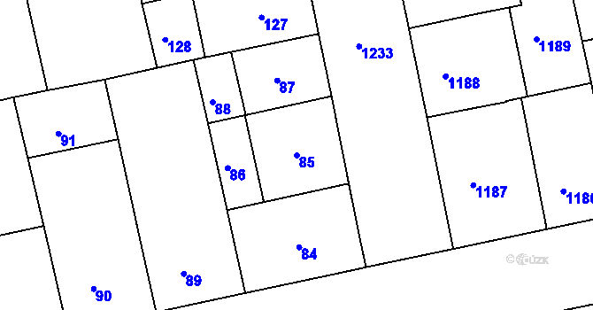 Parcela st. 85 v KÚ Žižkov, Katastrální mapa