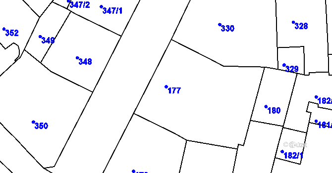 Parcela st. 177 v KÚ Žižkov, Katastrální mapa