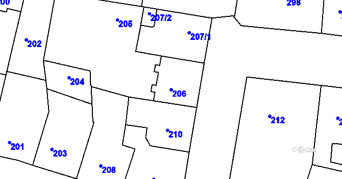 Parcela st. 206 v KÚ Žižkov, Katastrální mapa