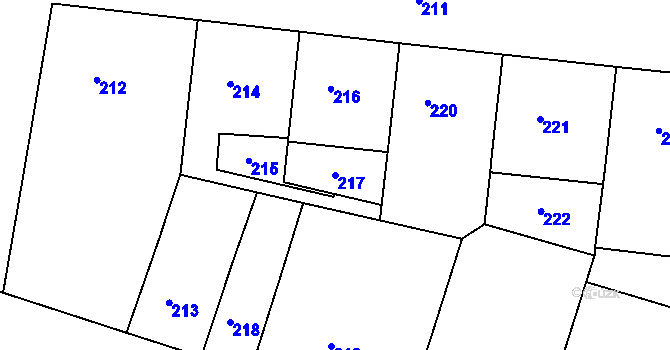 Parcela st. 217 v KÚ Žižkov, Katastrální mapa