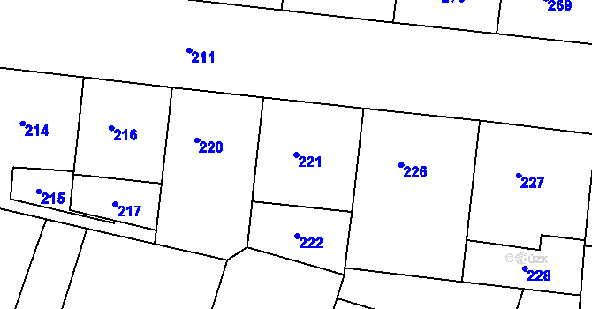 Parcela st. 221 v KÚ Žižkov, Katastrální mapa