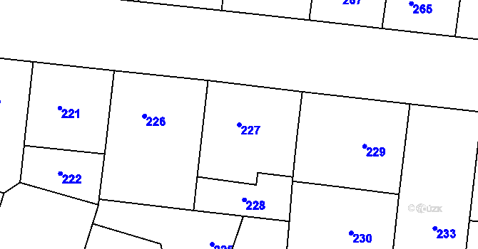 Parcela st. 227 v KÚ Žižkov, Katastrální mapa