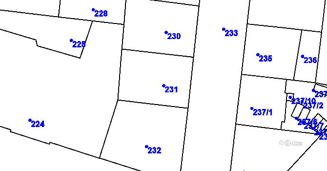 Parcela st. 231 v KÚ Žižkov, Katastrální mapa