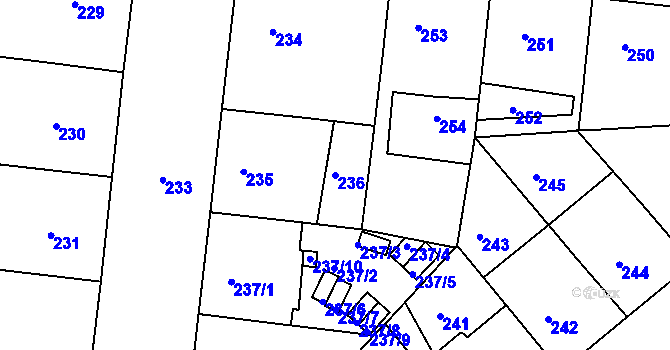 Parcela st. 236 v KÚ Žižkov, Katastrální mapa