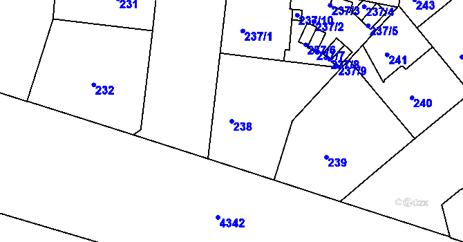 Parcela st. 238 v KÚ Žižkov, Katastrální mapa