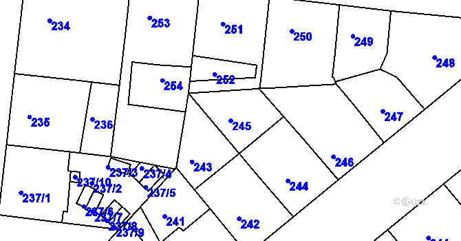 Parcela st. 245 v KÚ Žižkov, Katastrální mapa